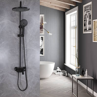 KIKO HOME Black Thermostatic Shower System With Rough-In Valve